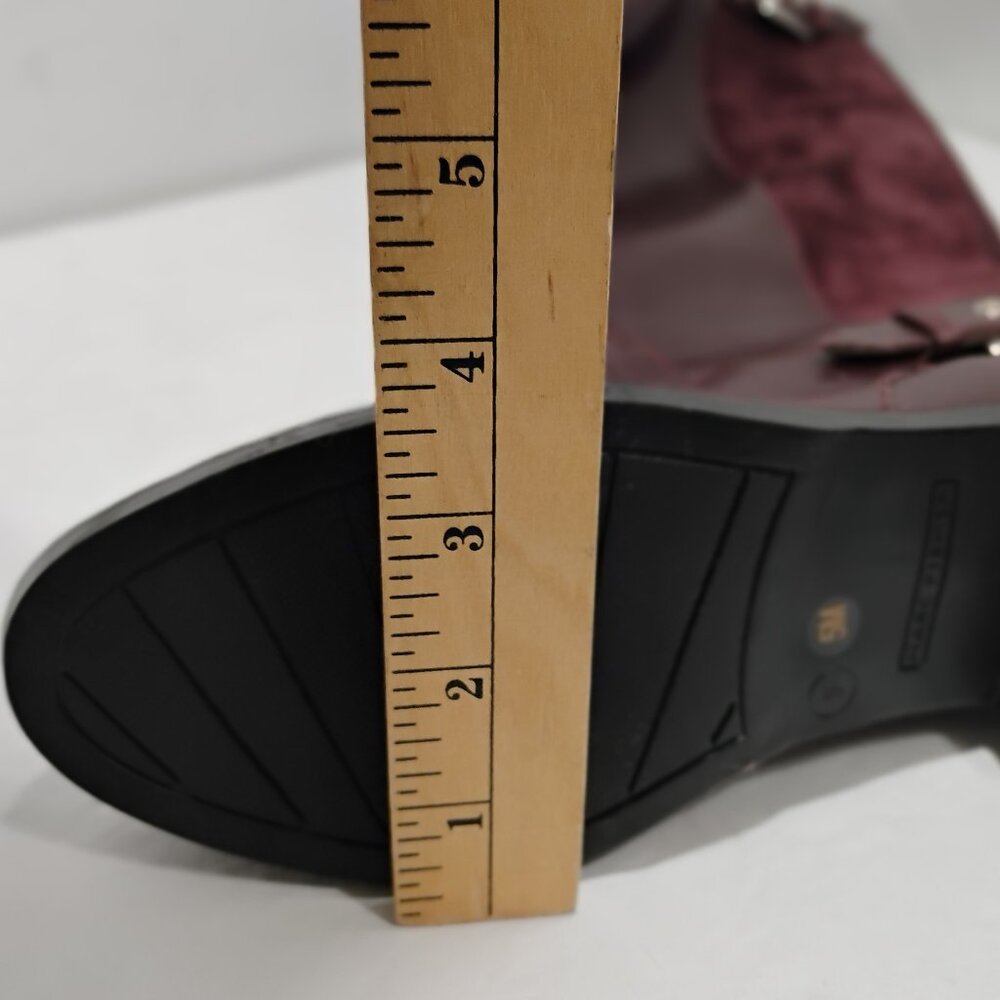 NWT Marc Fisher Womens 5M Suede Riding Boots Size 5M WIDE CALF Burgundy Zip - Picture 15 of 15